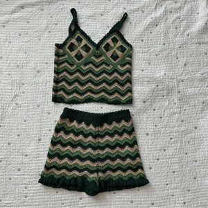 Sandro crochet knit set - shorts and top